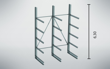 Kragarmregal neu 1-seitig Höhe: 6,30m, 4 Kragarme, 500 kg, 1,20m Länge 3,10m - 10,60m VERSAND DEUTSCHLANDWEIT KOSTENLOS !